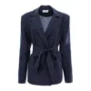 Couture De Marie Women's Blue Celia Navy Relaxed Natural Linen Blazer In Blue