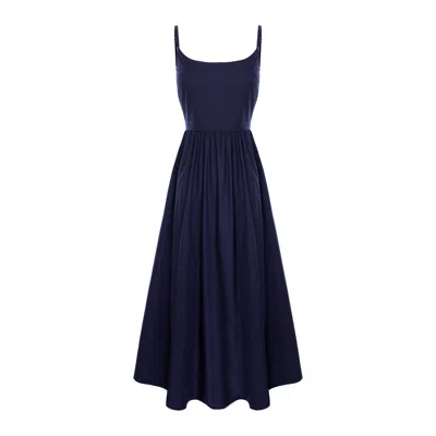 Couture De Marie Women's Blue Maren Navy Cotton Dress With Thin Straps