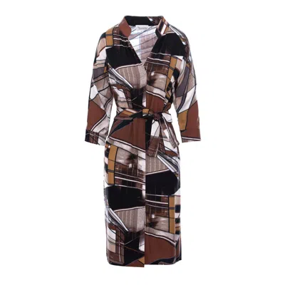 Couture De Marie Women's Brown Anya Printed Viscose Shirt Dress