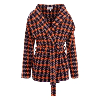 Couture De Marie Women's Dakota Orange Toned Checked Wool Short Jacket