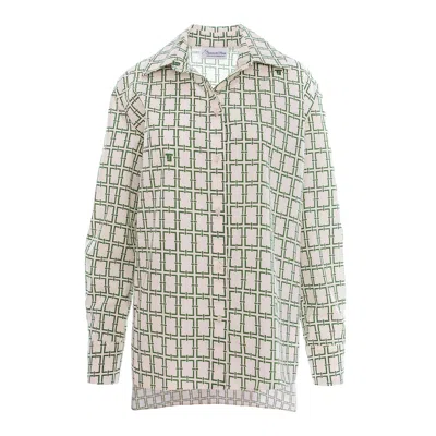 Couture De Marie Women's Green / Neutrals Petra Relaxed Shirt With Geometric Print