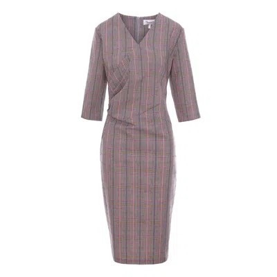 Couture De Marie Women's Grey Frederika Fitted Cotton Dress In Check Pattern