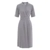 Couture De Marie Women's Grey Isabella Pearl Gray Cotton Wrap Dress In Grey