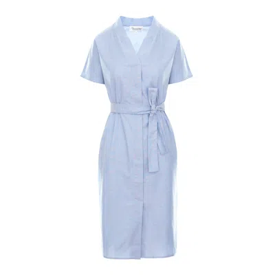 Couture De Marie Women's Michaela Light Blue Cotton Shirt Dress