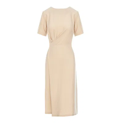 Couture De Marie Women's Neutrals Georgia Cream Viscose Dress With Pleats In White