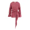 Couture De Marie Women's Pink / Purple Mella Pink Striped Blouse With Asymmetric Draping And Ties In Pink/purple