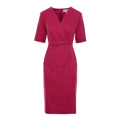 Couture De Marie Women's Pink / Purple Thalia Fuchsia Satin Cotton Fitted Dress With Peplum