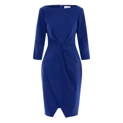 Couture De Marie Women's Tulip Blue Pleated Cotton Dress