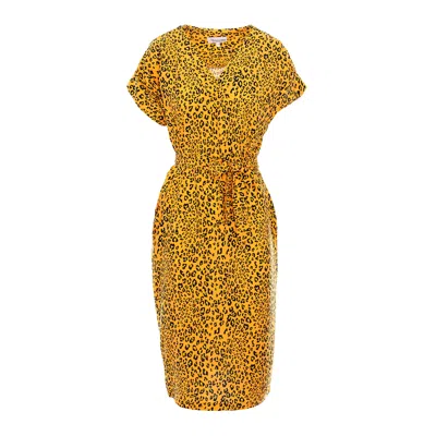 Couture De Marie Women's Yellow / Orange Arabella Animal Print Straight Viscose Dress