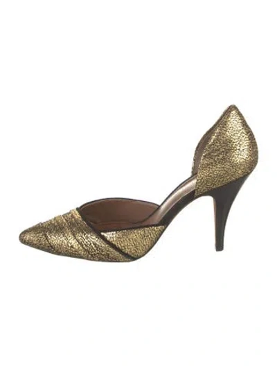 Pre-owned Couture Donald J Pliner Leather D'orsay Pumps In Gold