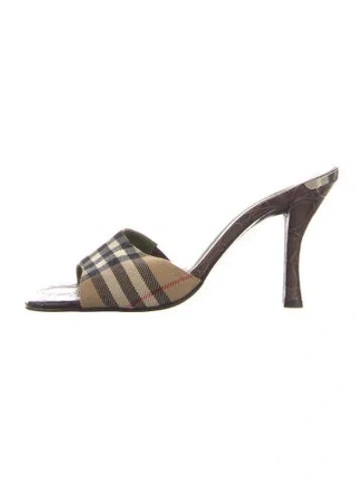 Pre-owned Couture Donald J Pliner Leather Plaid Print Slides In Multi