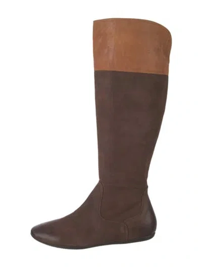 Pre-owned Couture Donald J Pliner Leather Riding Boots In Brown