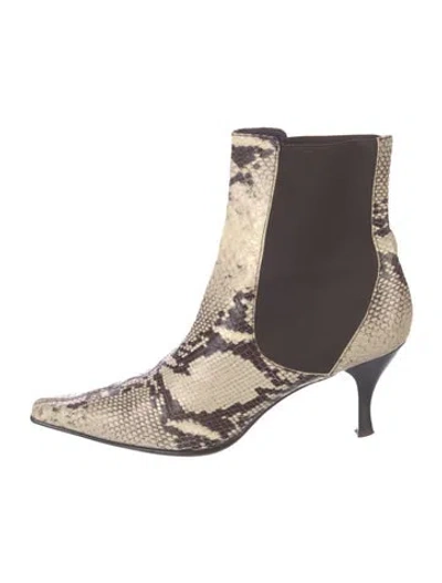Pre-owned Couture Donald J Pliner Patent Leather Animal Print Chelsea Boots In Multi