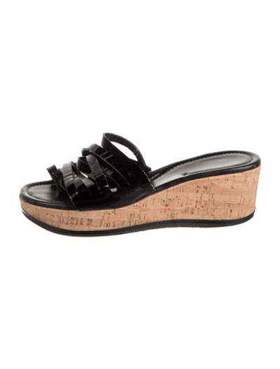 Pre-owned Couture Donald J Pliner Patent Leather Sandals In Black