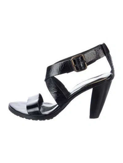 Pre-owned Couture Donald J Pliner Patent Leather Sandals In Black