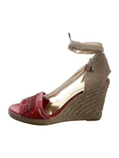 Pre-owned Couture Donald J Pliner Raffia Colorblock Pattern Espadrilles In Gold