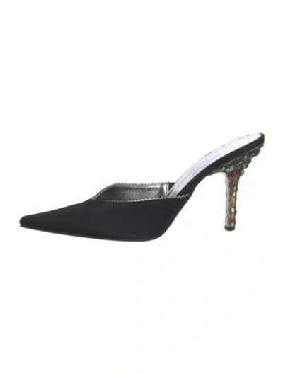 Pre-owned Couture Donald J Pliner Satin Mules In Black