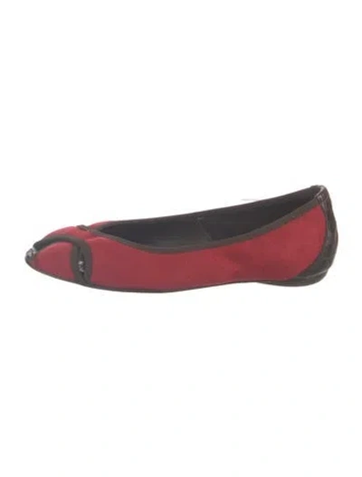 Pre-owned Couture Donald J Pliner Suede Cutout Accent Ballet Flats In Red