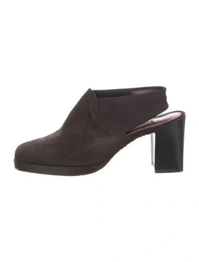 Pre-owned Couture Donald J Pliner Suede Mules In Brown