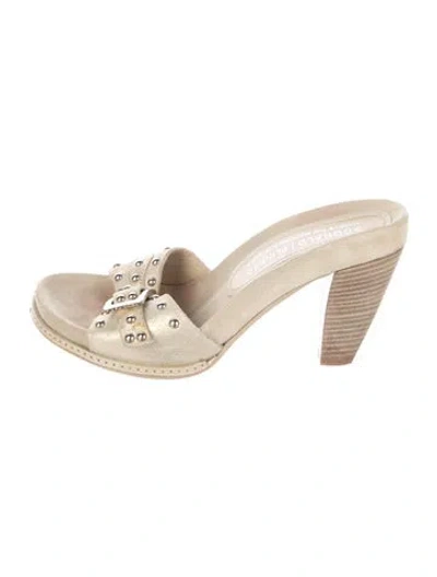 Pre-owned Couture Donald J Pliner Suede Printed Slides In Neutral
