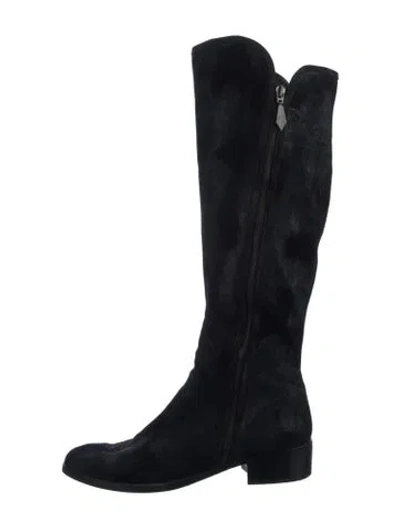 Pre-owned Couture Donald J Pliner Suede Riding Boots In Black