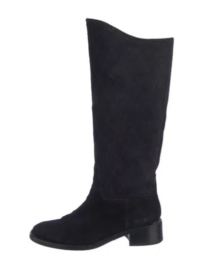 Pre-owned Couture Donald J Pliner Suede Riding Boots In Black