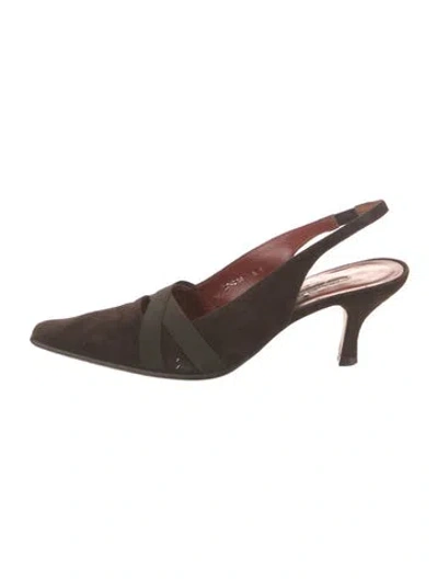 Pre-owned Couture Donald J Pliner Suede Slingback Pumps In Black