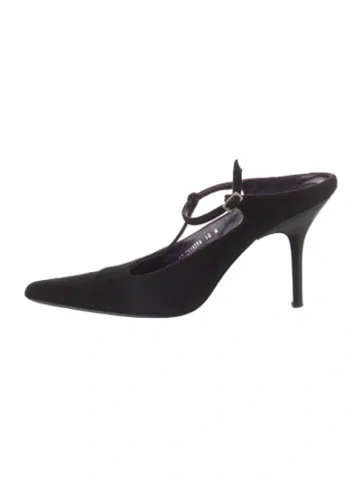 Pre-owned Couture Donald J Pliner Suede T-strap Pumps In Black