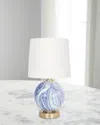 Couture Lamps Blue/white Sphere Rechargeable 15" Table Lamp In Blue