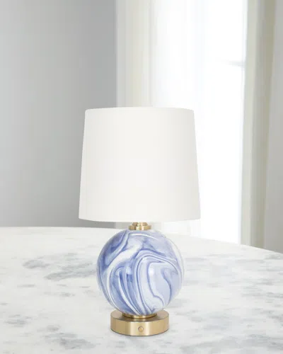 Couture Lamps Blue/white Sphere Rechargeable 15" Table Lamp