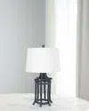 Couture Lamps Golden Bamboo Table Lamp In Navy
