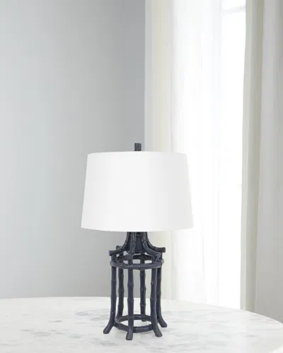 Couture Lamps Golden Bamboo Table Lamp In Navy