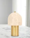 Couture Lamps Travertine Rechargeable 10.5" Table Lamp In Gold/pink
