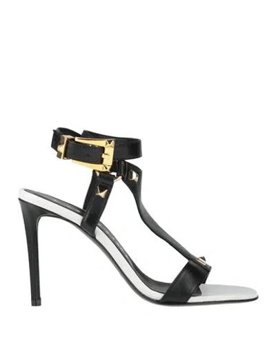 Couture Milano Woman Sandals Black Size 7.5 Leather