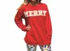 Couture Tee Company Merry Applique Sweatshirt In Red In Red