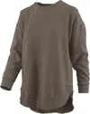 Couture Tee Company Women's Comfy Round Here Sweatshirt In Olive In Green
