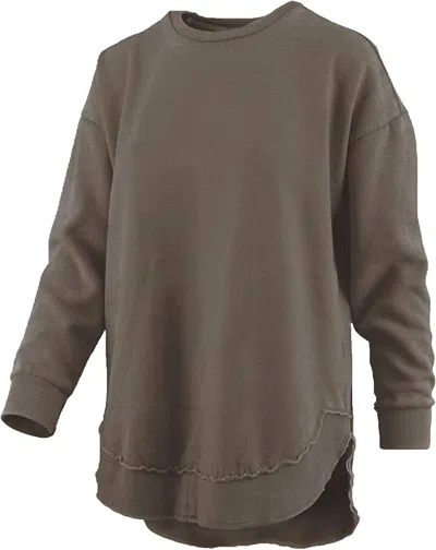 Couture Tee Company Women's Comfy Round Here Sweatshirt In Olive In Green