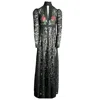Couture To Your Door Women's Black / Red Sheet Black Lace Vintage Maxi Dress High Neck In Black