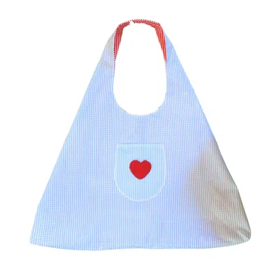 Couture To Your Door Women's Blue / Neutrals / White Nautical Blue And White Striped Hobo Beach Bag