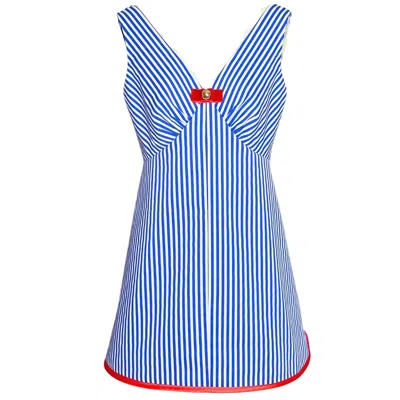 Couture To Your Door Women's Blue / White Blue And White Stripped Nautical Mod Dress In Multi