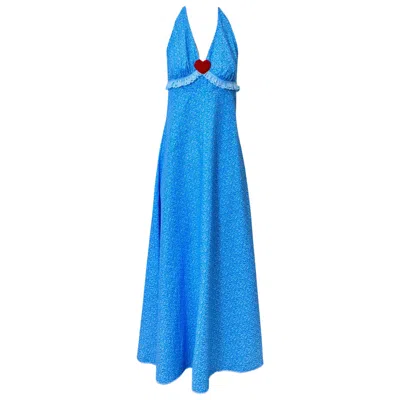 Couture To Your Door Women's Blue / White Cornflower Blue Floral Maxi Summer Dress