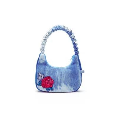 Couture To Your Door Women's Blue / White / Pink Upcycled Vegan Acid Wash Denim Bag In Blue/white/pink