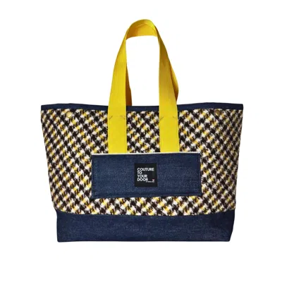 Couture To Your Door Women's Brown / Blue Large Woven Denim Tote Bag In Multi