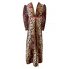 Couture To Your Door Women's Brown / Gold Leopard Print Boho Maxi Dress In Brown/gold