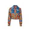 Couture To Your Door Women's Gold / Blue Geometric Upholstery Upcycled Seventies Jacket In Gold/blue