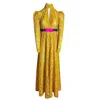 Couture To Your Door Women's Gold / Pink Gold Gothic Lace Sheer Maxi Dress In Yellow