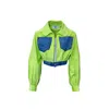 Couture To Your Door Women's Green / Blue Lime Green Corduroy Upcycled Cropped Jacket In Green/blue