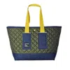 Couture To Your Door Women's Green / Blue / Yellow Large Green Quilted Denim Tote Bag In Multi