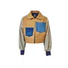 Couture To Your Door Women's Grey / Neutrals / Brown Upholstery Upcycled X Denim Jacket In Grey/brown