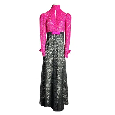 Couture To Your Door Women's Pink / Black Sheer Pink And Black Lace Maxi Dress In Multi